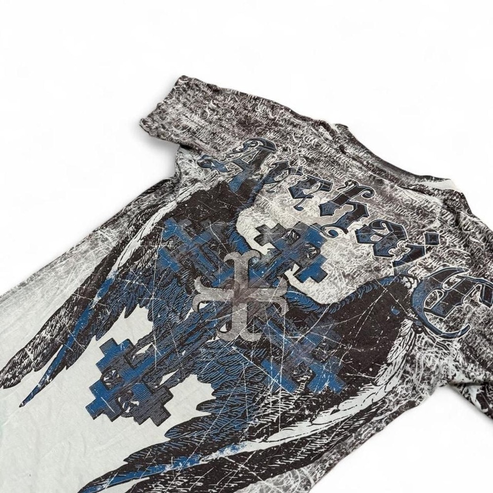 Archaic by Affliction Womens V-Neck T-Shirt Wing Graphic